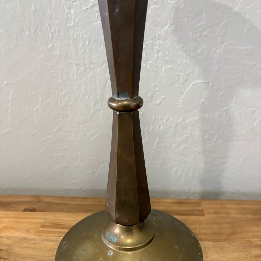 Vintage Brass Mid-Century Modern Candlestick Holder — Made in Hong Kong, 13.25” - Picture 4 of 9